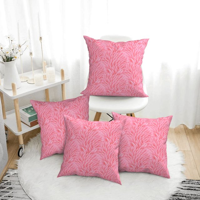 4 Pack Throw Pillow Covers Pink Pattern Breathable Pillow Cases