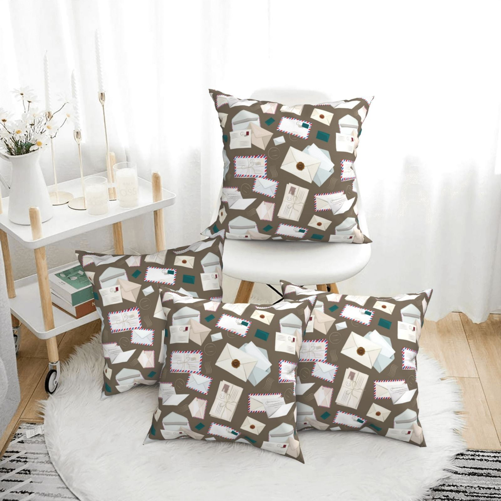 4 Pack Throw Pillow Covers envelope Pattern travel Breathable Pillow