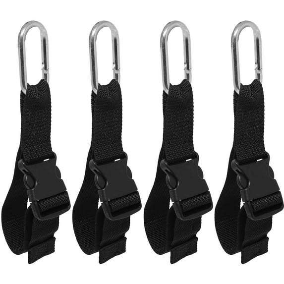 4 Pack, Tidy Tight Utility, 1 Ft Loop, Oval Carabiner Clip On One End, Single Securing Loop Strap With Adjustable Side Release Buckle, Total Strap Length 1 Ft (12 Inches).
