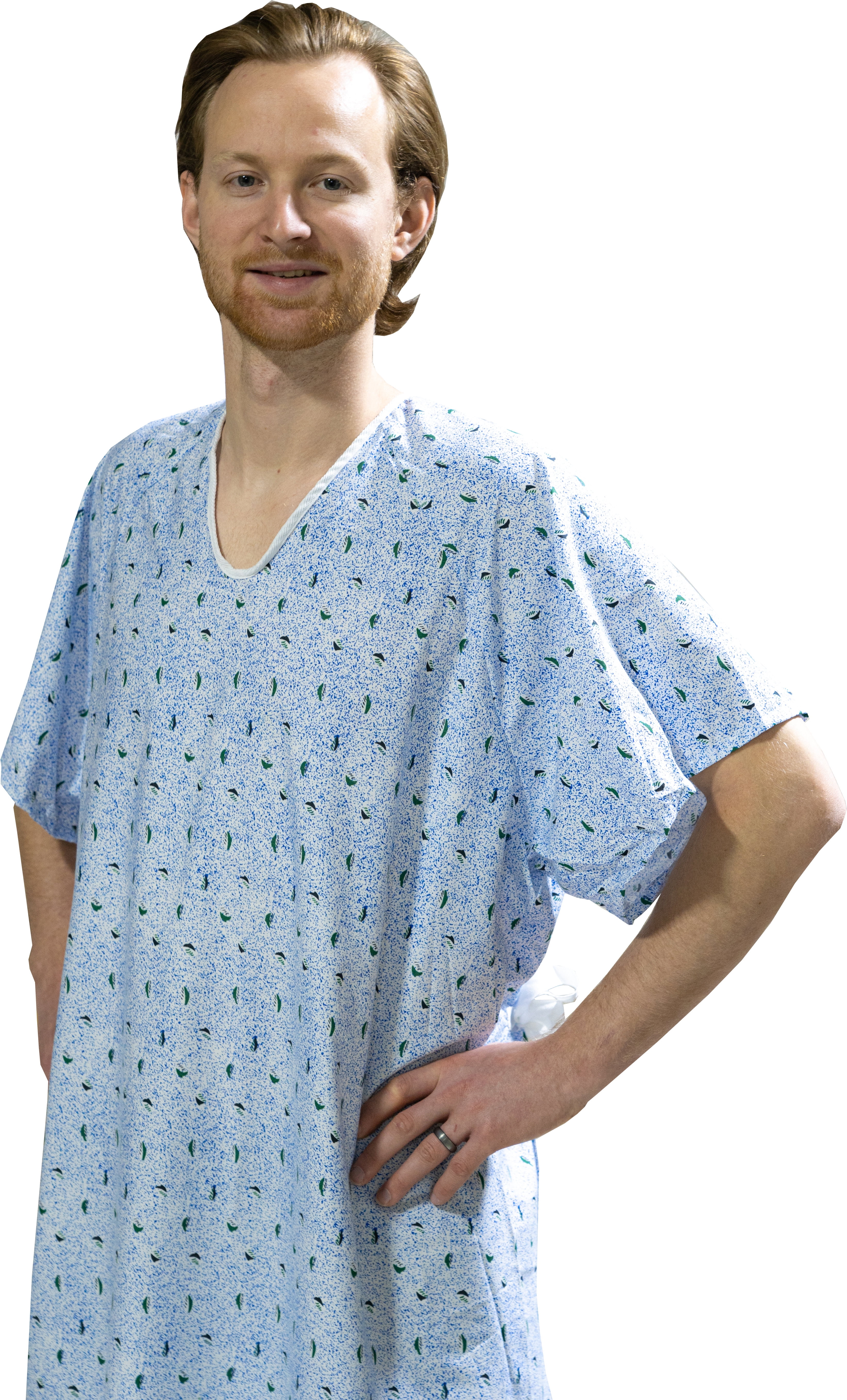 Mens Adaptive Hospital Patient Nightgowns Open Back Cotton Large Navy /  White - Walmart.com