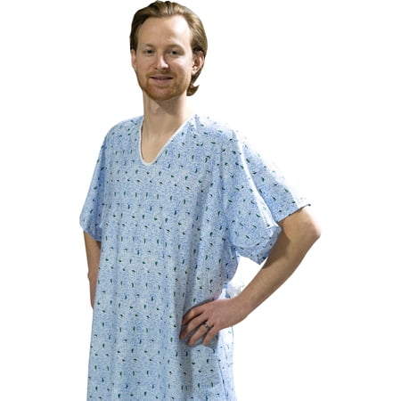 4 Pack - Tie Back Hospital Gown Robe for Men Fits Sizes Small - X Large