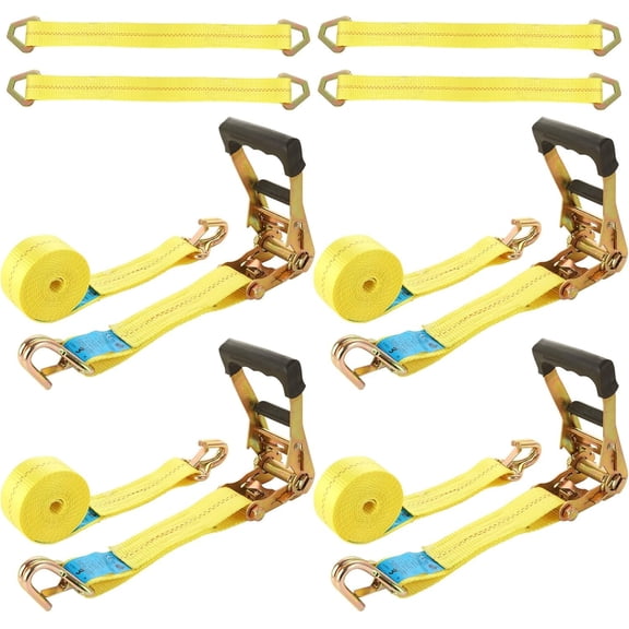 4 Pack Tie Down Straps for Kit, 2 Inch Ratchet Straps with Snap Hooks Heavy Duty 8ft, 11000 LBS Break Strength, 36 Inch Axle Straps for , , UTV