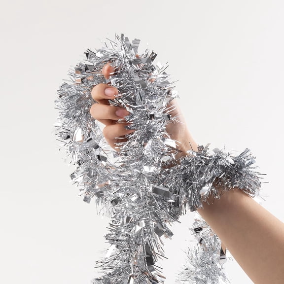 4 Pack Tinsel Garlands, Holiday Metalic Decorations for Birthday, Wedding, Festivities, Halloween, Christmas, Xmas Sparkly Garlands for All-Season Indoor Outdoor Home Party Decor (Total 26FT)