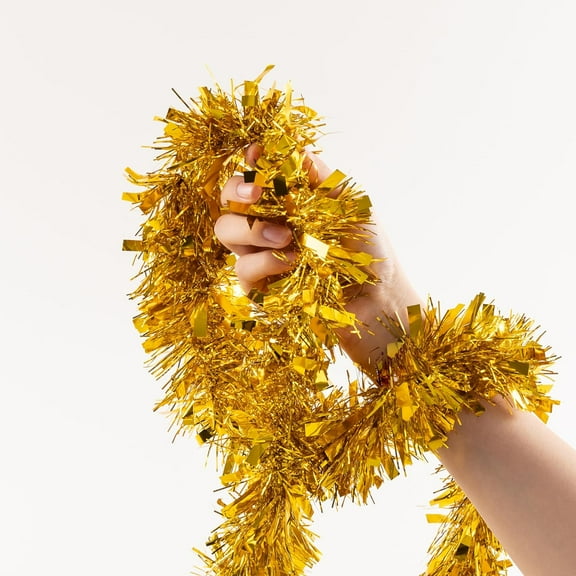 4 Pack Tinsel Garlands, Holiday Metalic Decorations for Birthday, Wedding, Festivities, Halloween, Christmas, Xmas Sparkly Garlands for All-Season Indoor Outdoor Home Party Decor (Total 26FT)