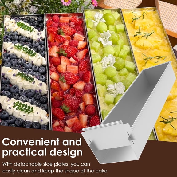 4 Pack Tiramisu Pan Rectangle Cake Mold Aluminum Alloy with Removable Short Frame for Cheesecake Lasagna Frozen Desserts
