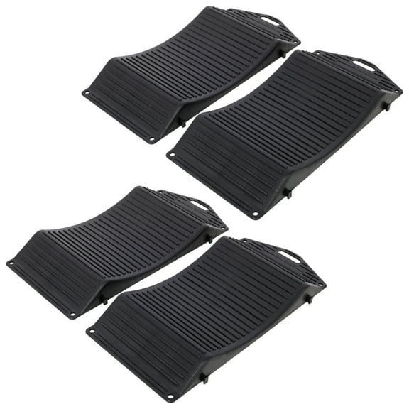4-Pack Tire Saver Ramps - Heavy Duty Anti-Slip Wheel Ramps, Hard Plastic Design for Cars, Trucks & RV Storage - Prevent Flat Spots,Black