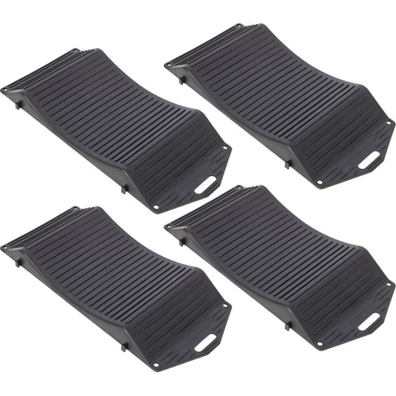 4 Pack Tire Saver Ramps With Anti-Slip Hard Plastic Design Black Ideal For Long-Term Vehicle Storage