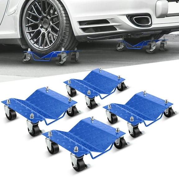 4-Pack Tire Wheel Dolly Vehicle Wheels Dollies Movers Skates Car Tire Repair Slide Tools, 6000 lbs Capacity, Blue