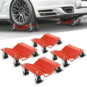 4-Pack Tire Wheel Dolly Vehicle Wheels Dollies Movers Skates Car Tire Repair Slide Tools, 6000 lbs Capacity, Red