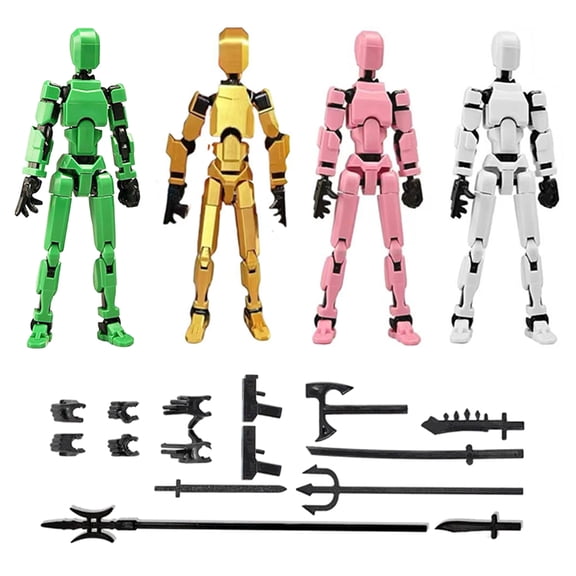 4 Pack Titan 13 Action Figure Set, 3D Printed Collectible, Multi-Joint Movable Figures with Weaponry for Desktop Decoration and Gift Display