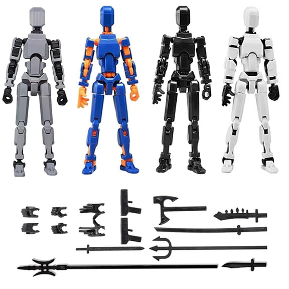 4 Pack Titan 13 Action Figure Set, 3D Printed Collectible, Multi-Joint Movable Figures with Weaponry for Desktop Decoration and Gift Display