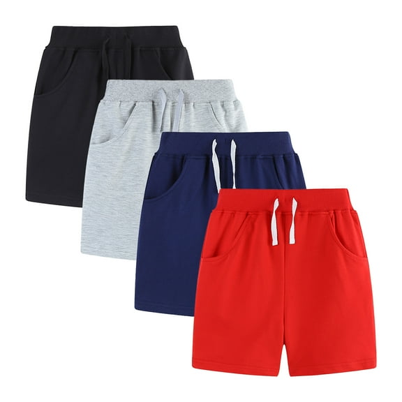 4 Pack Toddler Boy Cotton Shorts Boys Casual Shorts Pull-on Shorts Soft Baby Boy Shorts for Summer