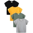 thumbnail image 1 of 4 Pack Toddler Boy Girl Solid Short-Sleeve Tee Shirts Cotton Crew Neck T-Shirt for Boys Girls Tops 1-7 Years, 1 of 6