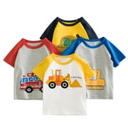 EKEZ 4-Pack Toddler Boys' Short Sleeve Crewneck T-Shirts Top Tee Size 2-7 Years Cotton T-Shirt