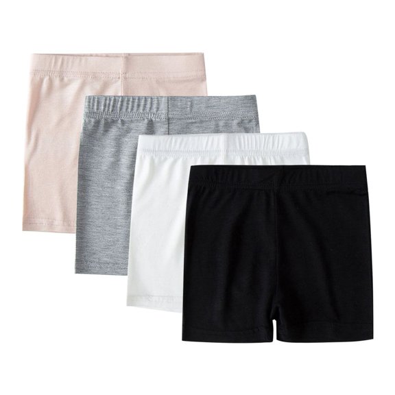 Gyratedream 4PCS Toddler Girls Shorts Solid Color Secure Short Pants Breathable Bike Shorts Three-Quarter Bottoms for 3-14 Years