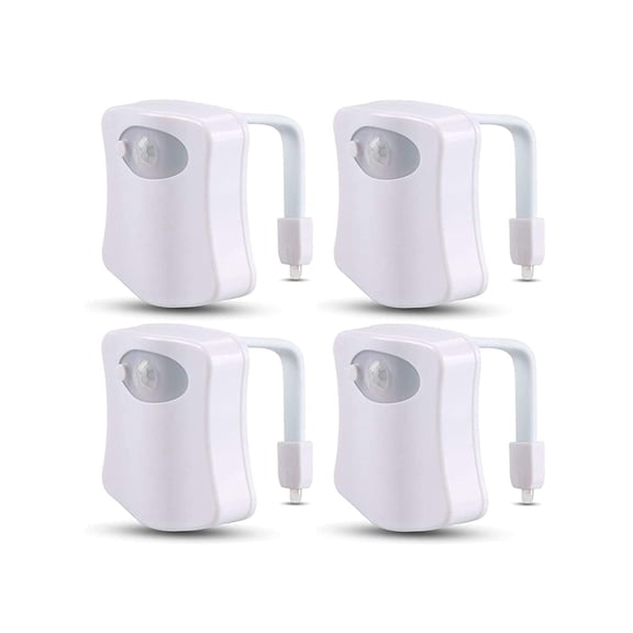 4 Pack Toilet Night Light with Motion Activated Sensor, 16 Colors LED Nightlight Inside Bowl, Cool Stuff for Bathroom Decor Accessories, Unique & Funny Gadgets for Men/Kids