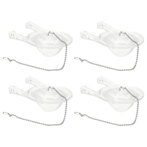 4 Pack Toilet Stopper Flapper, Toilet Flapper Replacement PVC Seal Flappers with Stainless Steel Chain, Universal Fit for Most 3 Inch Toilet Tank Flush Valves, Clear