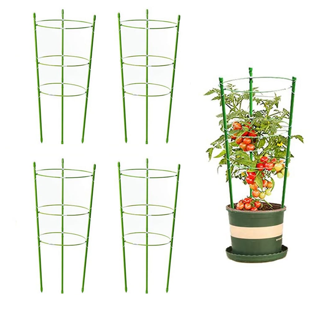 4 Pack Tomato Cage Plant Support Cages 18 inches Garden Cucumber Trellis, Plant Stake, Support Rings for Vegetables，Flowers，Fruit，Rose Vine Climbing Plants