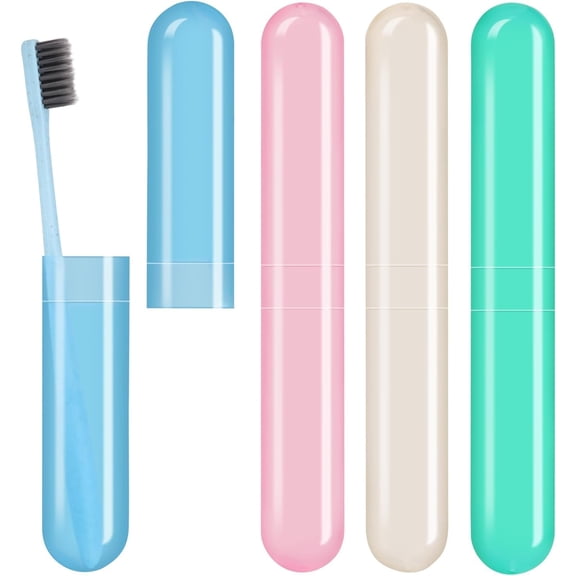 4 Pack Toothbrush Cases Travel Toothbrush Holder Portable Toothbrush Container Case Plastic Toothbrush Carrier Cover Case for Traveling, Bathroom, School, Home, Camping
