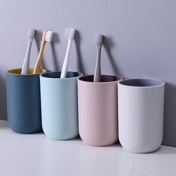 TIE-DailyNec 4 Pcs Plastic Bathroom Tumbler, Reusable Toothbrush Holder Cup for Toothpaste, Makeup Brushes Razors,4 Colors