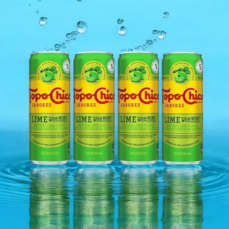 (4 Pack ) Topo Chico Sabores, Lime With Mint Sparkling Water, 12 Oz Can