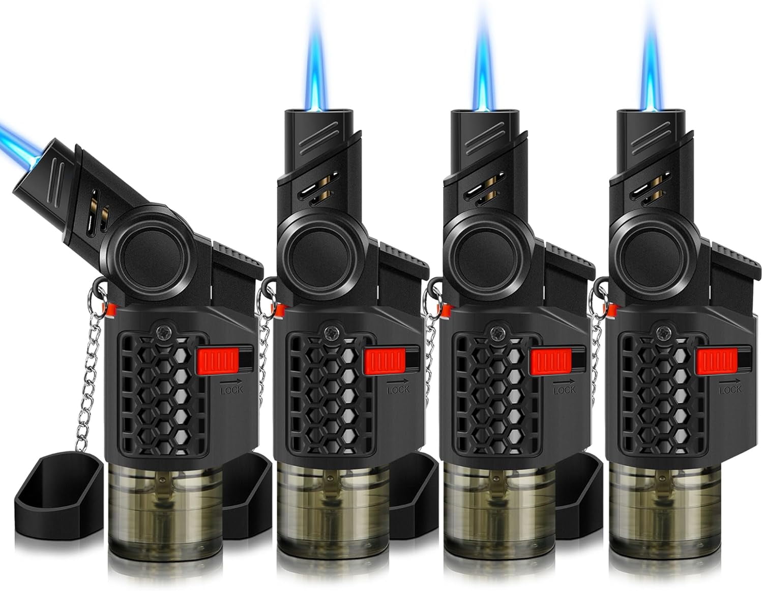 4 Pack of Torch Lighter, 30° & 45° Rotatable Windproof Jet Flame, with ...