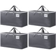 thumbnail image 1 of 4 Pack Totes for Storage Large Moving Bags Heavy Duty，Moving Boxes with Zippers Top and Sturdy Handles, Dorm Storage Bags for Space Saving and Packing,Collapsible Moving Supplies(Gray,93L), 1 of 10