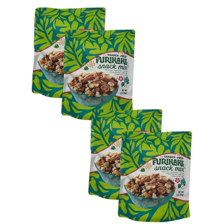 4-Pack Trader Joe's Furikake Snack Mix – Japanese-Inspired Rice Cracker & Nut Blend, 7.5 oz Bags