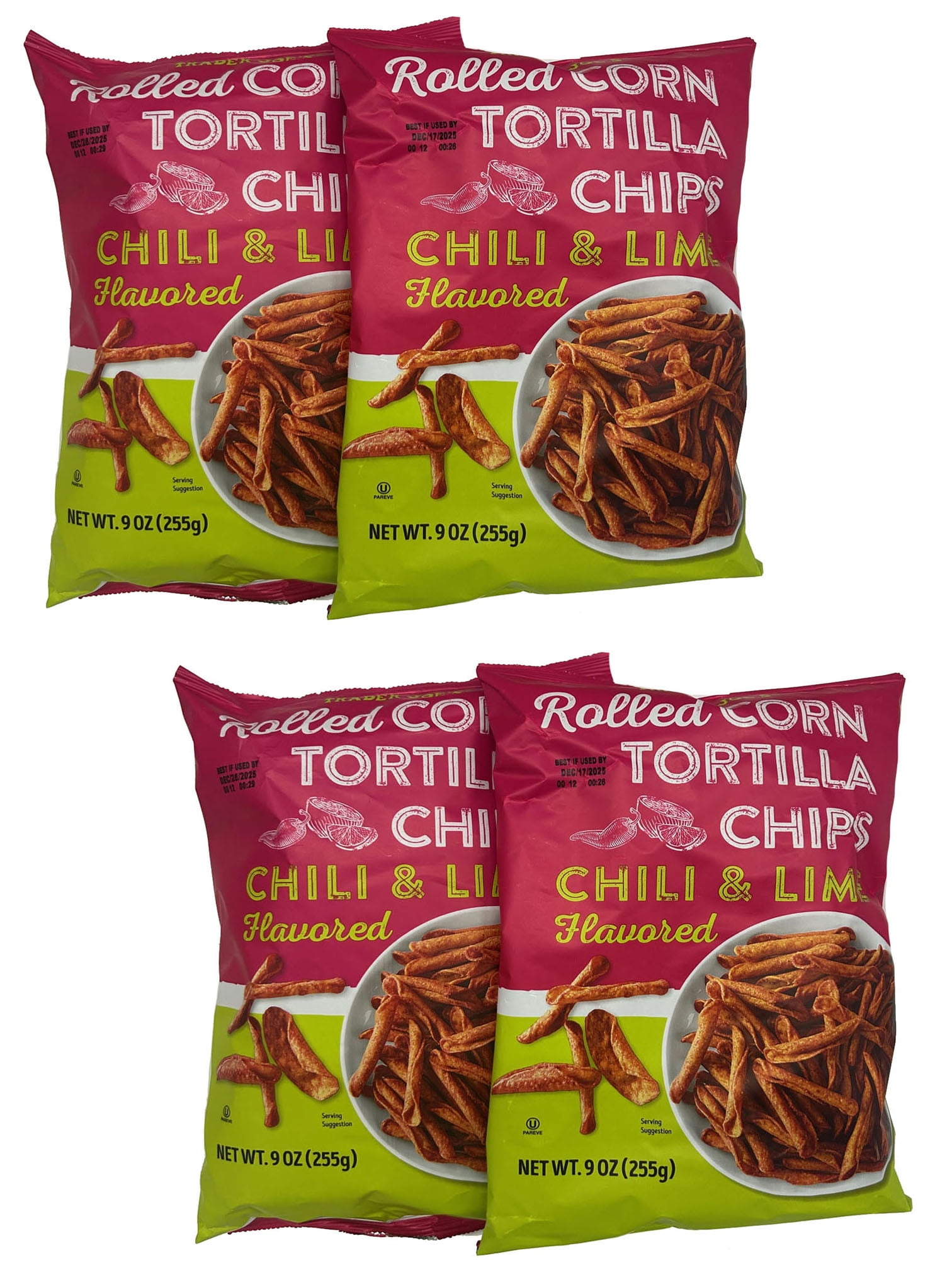 4-Pack Trader Joe's Tortilla Chips – Authentic Crunchy Corn Chips, 9 oz Bags
