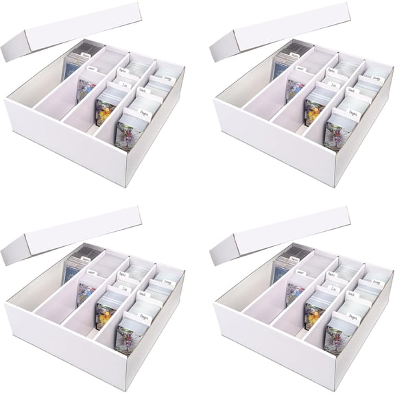 4 Pack Trading Card Storage Box,4400 Count Card Storage Box,Baseball Card Storage with dividers & labels for Magnetic Card Hold/Top Loader/Loose Card