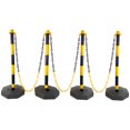 thumbnail image 1 of 4 Pack Traffic Delineator Post Cones with Fillable Base, Adjustable Plastic Safety Barrier with 5Ft Plastic Chain, Traffic Control Warning Parking Lot for Traffic Control and Warning, Yellow, 1 of 7