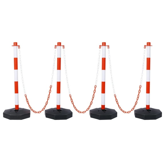 4 Pack Traffic Delineator Post Cones with Fillable Base, Expandable Traffic Safety Barrier with 5 FT Plastic Chain, Traffic Safety Delineator Cones for Parking Lot Outdoor and Indoor