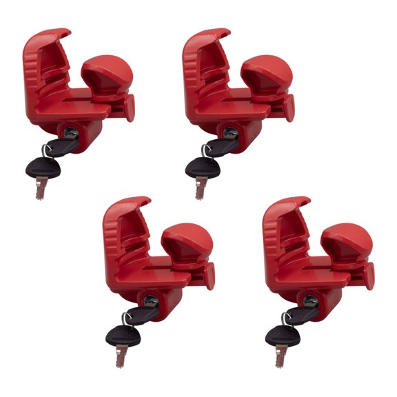 4 Pack Trailer Ball Hitch Lock with Keys - Fit 1-7/8", 2" & 2-5/16" Couplers - Heavy-Duty Steel Red Coupler Lock for Trailer Hitches - Connectors for Truck Trailers, Boat & RV