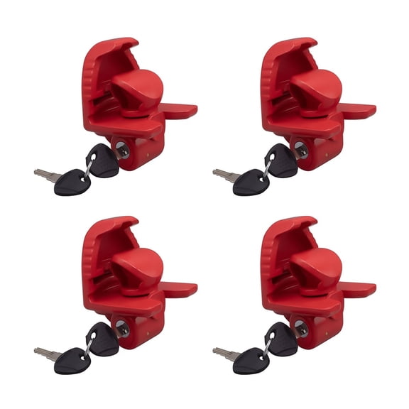 4 Pack Trailer Coupler Lock with Keyed Alike Keys - Fit 1-7/8", 2" & 2-5/16" Couplers - Heavy-Duty Steel Red Trailer Coupler Hitch Lock Universal Accessories for Travel Trailer, Boat