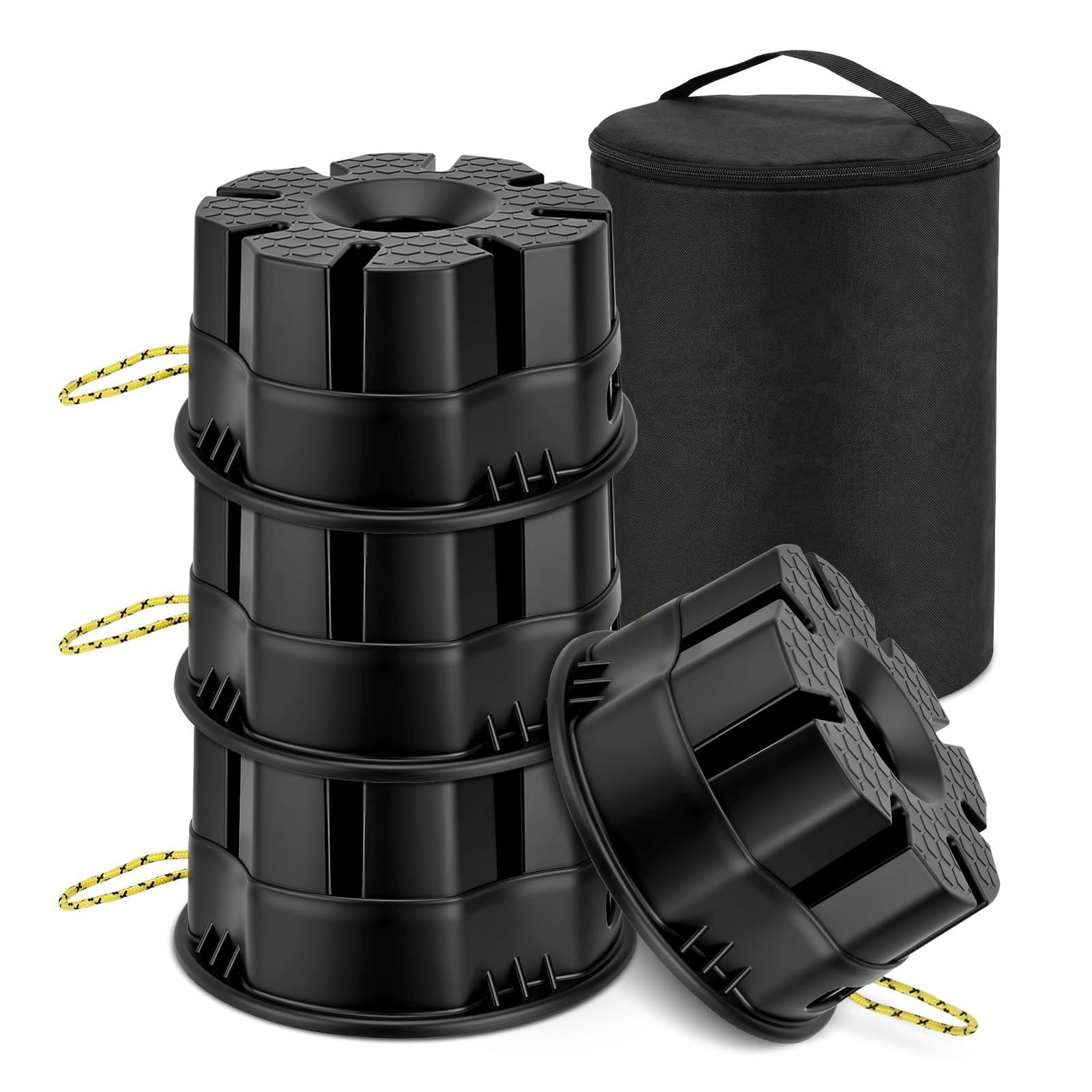 4-Pack Trailer Jack Block, 10000 lbs Load Capacity, RV Stabilizer Blocks for Tongue Jack, Post, Foot, and 5th Wheel – Durable and Versatile RV Camping Accessories