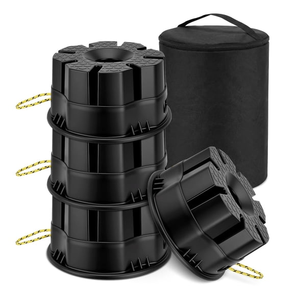 4-Pack Trailer Jack Block, 10000 lbs Load Capacity, RV Stabilizer Blocks for Tongue Jack, Post, Foot, and 5th Wheel  Durable and Versatile RV Camping Accessories