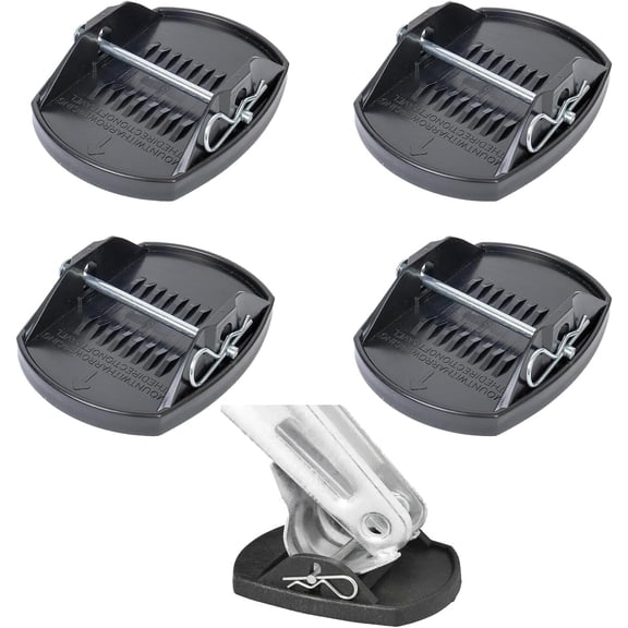 4 Pack Trailer Stabilizer Leg Foot Pads with Locking Pins, Heavy-Duty Anti-Sink Base for Camper, Travel Trailer & Towable RV Manual Stabilizers (7x5.5, Black)
