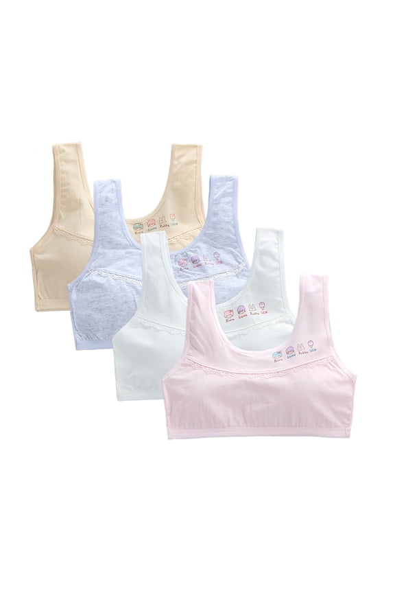 4 Pack Training Bras for Girls Cotton Bras Breathable Sports Bra Girls Sports Bras Sports Bras for Girls 10-16
