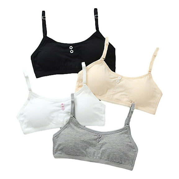 4 Pack Big Girls' Adjustable Training Bra Flex Fit Seamless Breathable Padded Bra for Girls Bralette for Girls 10-16