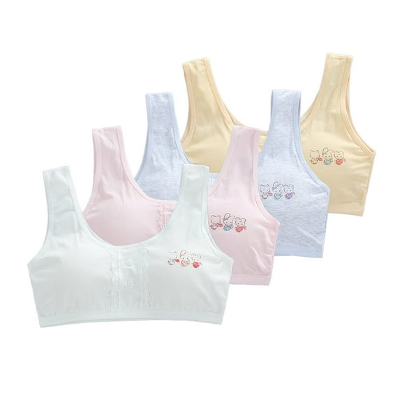 4 Pack Training Bras for Girls Cotton Bras Wireless Light Straps Bralettes for Girls Bluet Bras for Girls