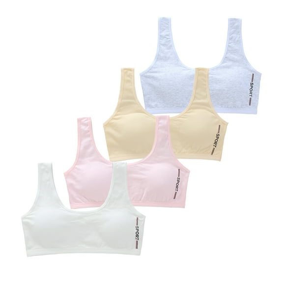 4 Pack Training Bras for Girls Flex Fit Seamless Cami Bralettes Padded Tween Bras for Girls Sports Bras for Girls 10-16