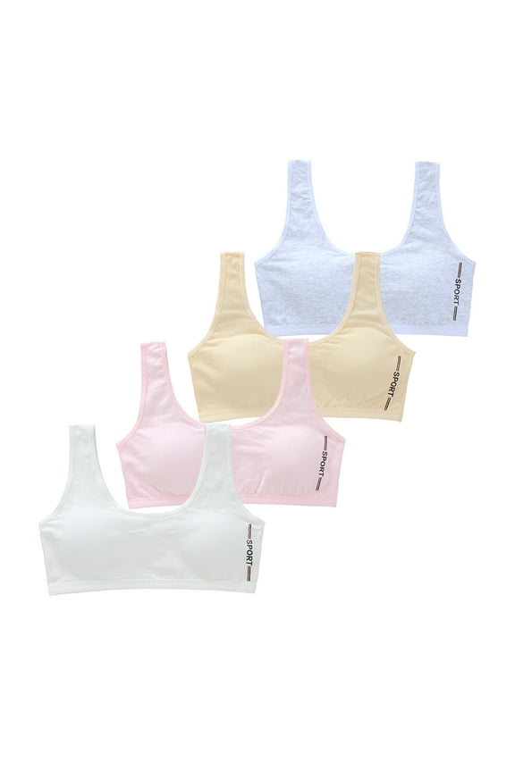 4 Pack Training Bras for Girls Flex Fit Seamless Cami Bralettes Padded Tween Bras for Girls Sports Bras for Girls 10-16