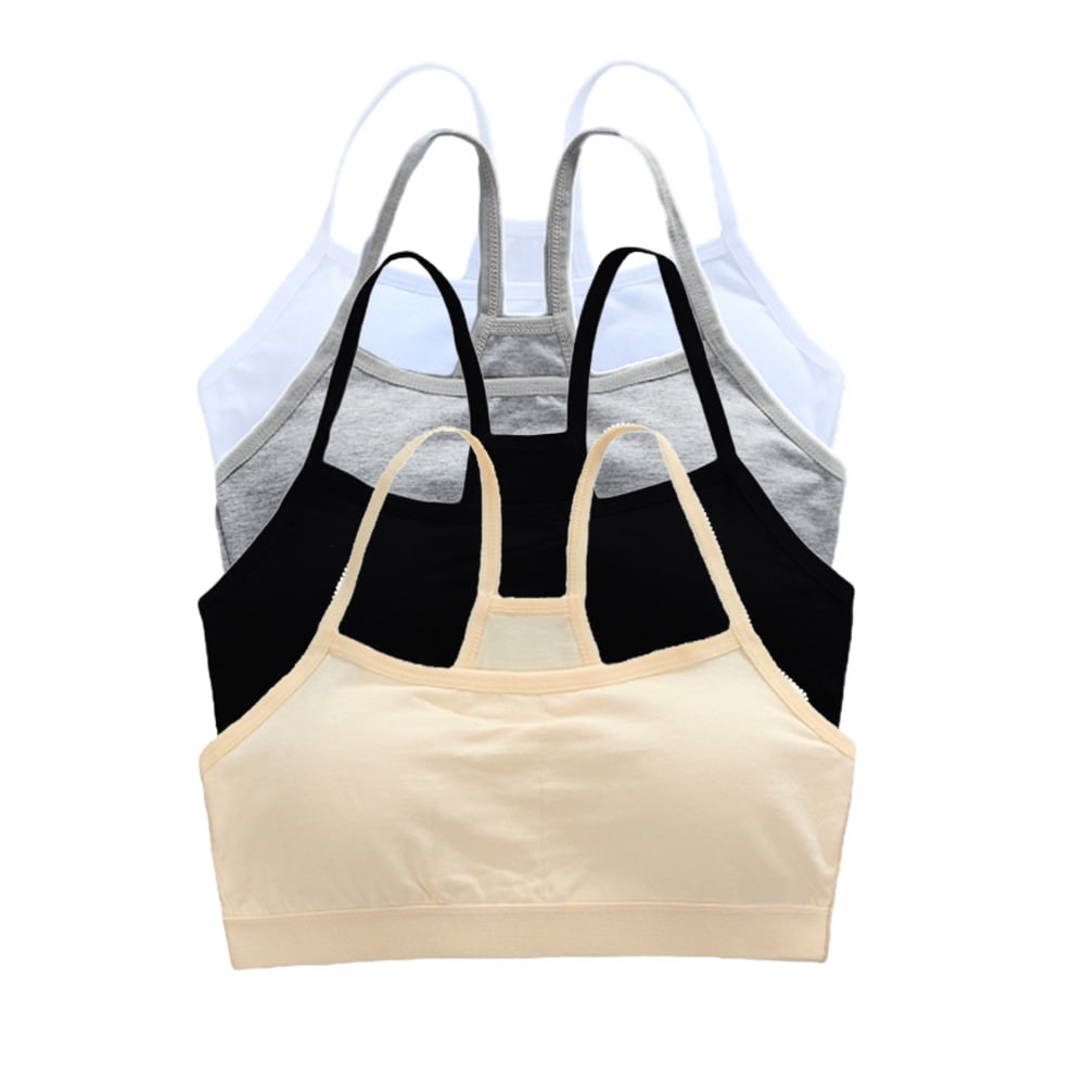 Hanes Girl's Seamless Foam Bra, Black/Heather Grey, Small (Pack Of 2) On