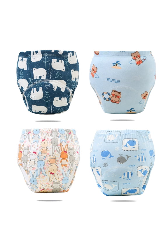 4 Pack Training Pants Potty Training Underwear for Boys Girls - Up Airy Leak-Proof Waterproof Pants, Washable Absorbent with Characters