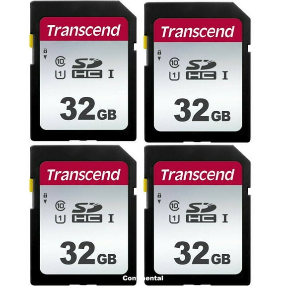 4 Pack Transcend 32GB SDHC UHS-1 Class 10 Memory Card