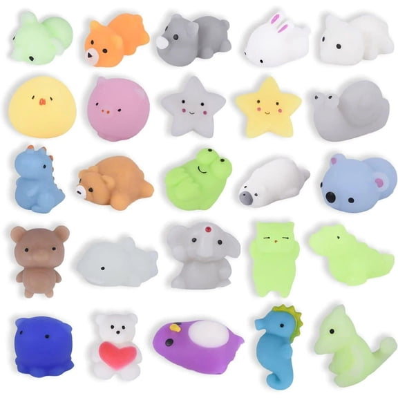 25pcs Colorful Design Mochi Squishies Mini Multipurpose Squeeze Fidgets Toys For Boys and Girls