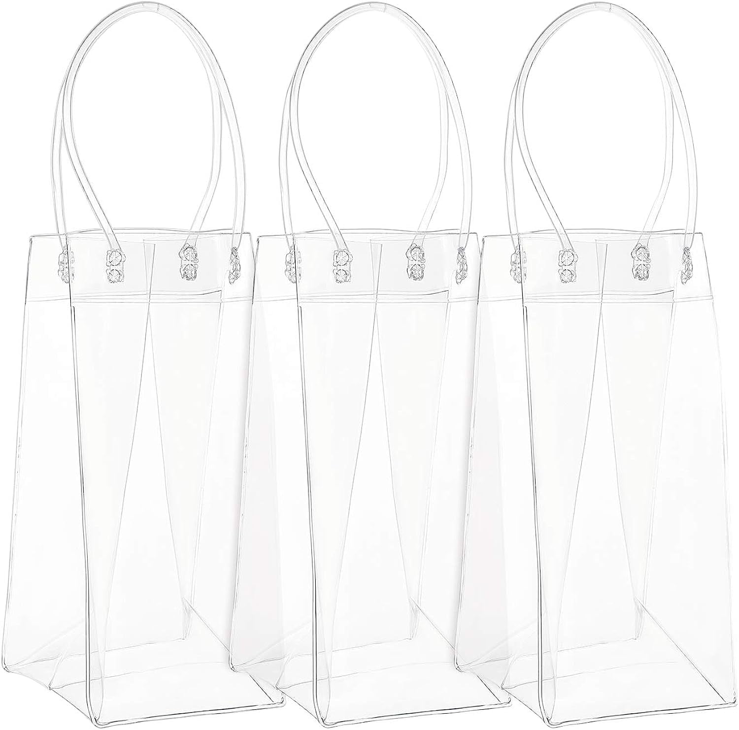 4 Pack Transparent PVC Gift Wrap Bag with Handles Clear Tote Bag