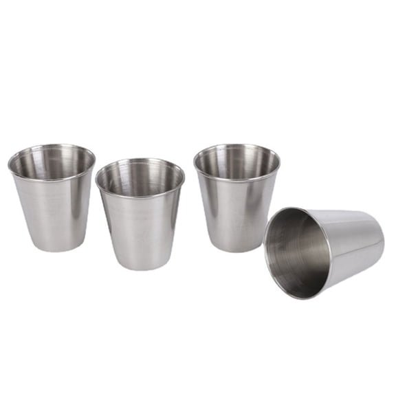4 Pack Travel Friendly Cups Mini Mugs with Leather Case Stainless Steel Wine Cup