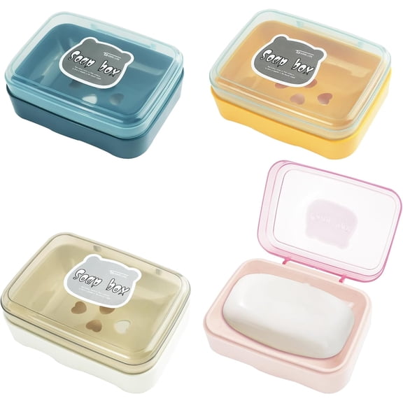 4 Pack Travel Soap Case Leakproof Soap Container Portable Bar Soap Holder with Lid Soap Box Dishe for Bathroom, Shower, Gym, School, Camping, Vacation, Travel Essentials