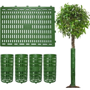 4 Pack Tree Trunk Protectors 15" x 10" Expandable Weather-Proof Mesh Tree Bark Protector Flexible Plastic Plant Cover Tree Guards for Preventing Tree Trunk from Trimmers Mowers Rodents